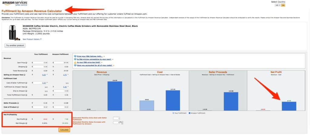 Amazon Revenue Calculator FBA