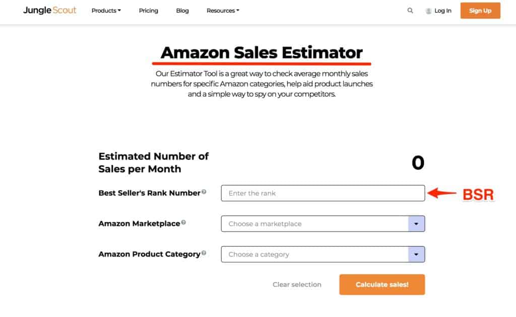 Jungle Scout Sales Estimator