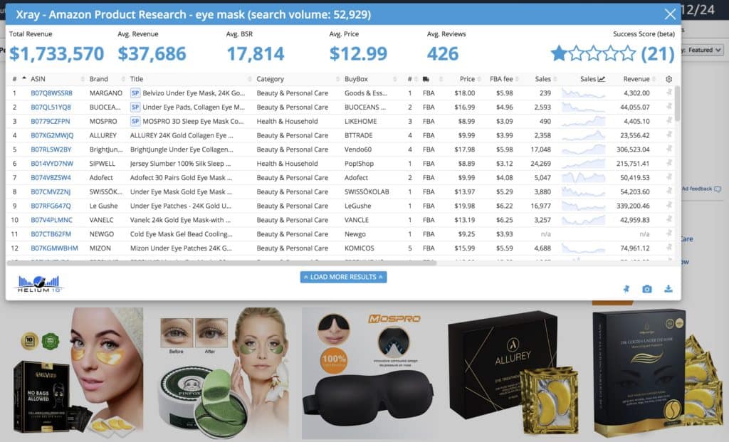 Helium 10 chrome extension for product research
