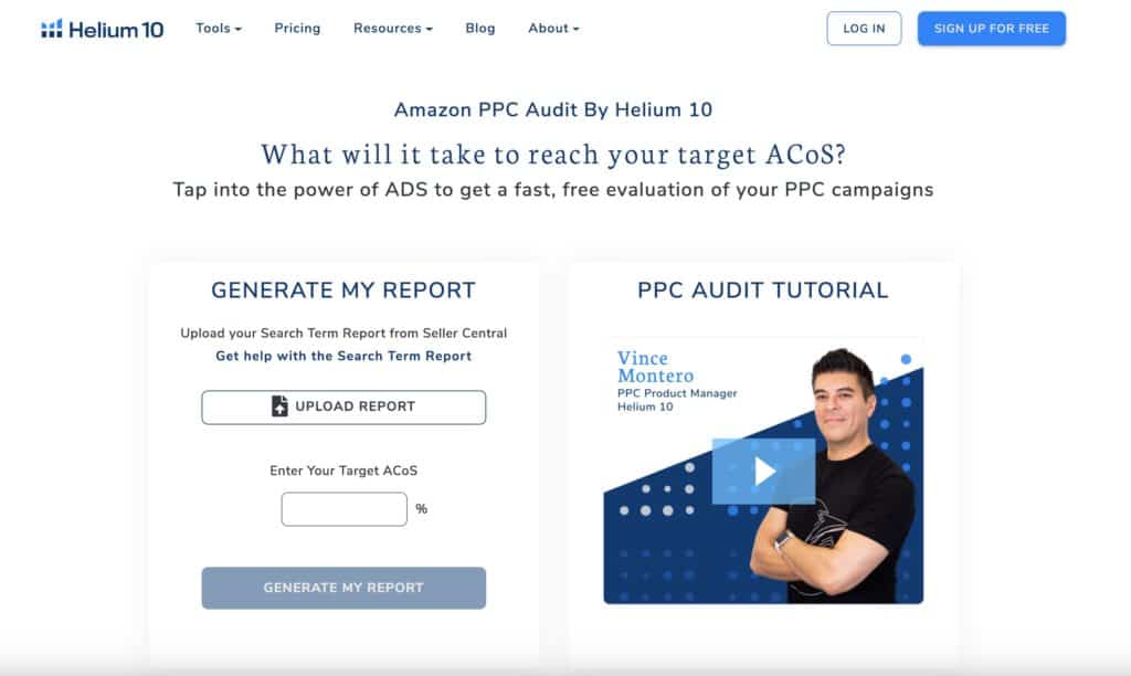 Amazon PPC audit by Helium 10