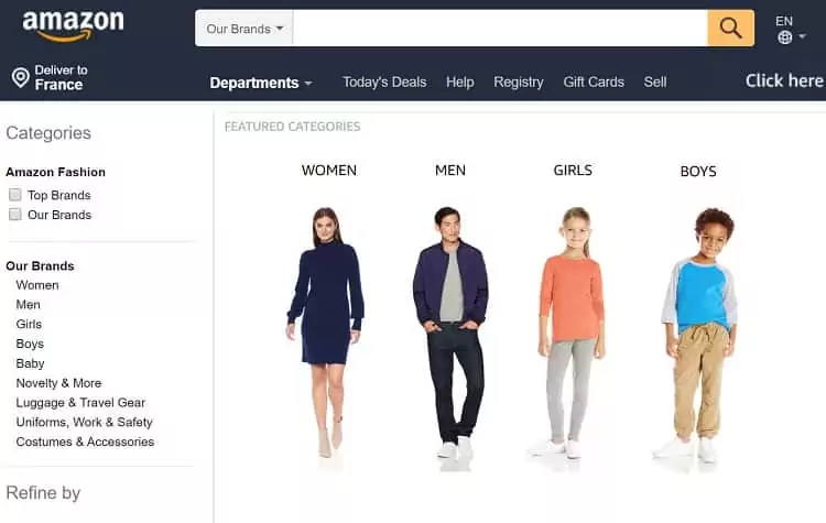 clothing category on amazon