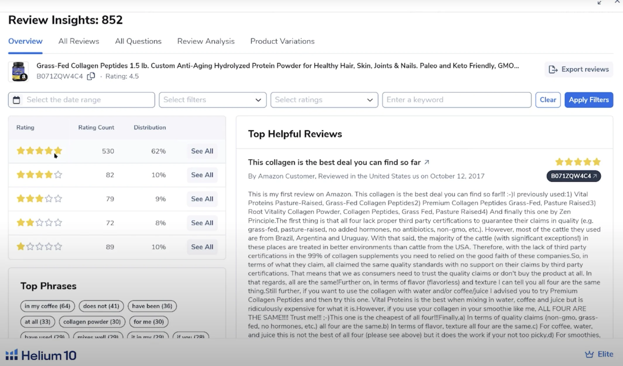 helium 10 review analyzer